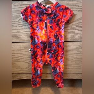 Inchworm Alley Red Fire print short sleeve one piece